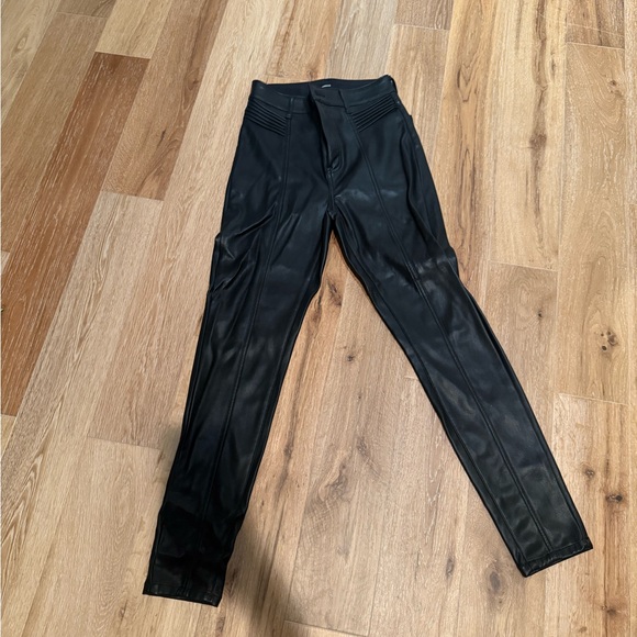 Express Black Faux Leather Pants - Picture 2 of 11